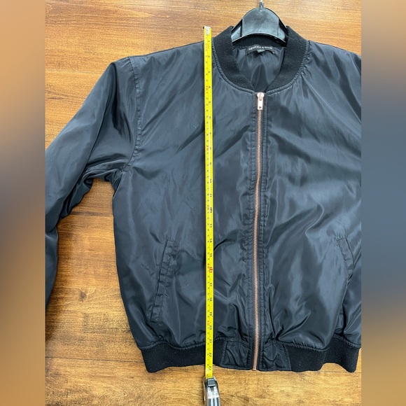 Kendall & Kylie Black Bomber Jacket with Copper Zipper - Picture 7 of 7